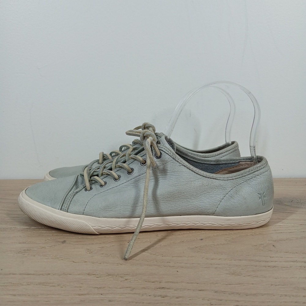 Frye Sneakers Women 8.5 Gray Leather Lace Up Low Top Casual Streetwear